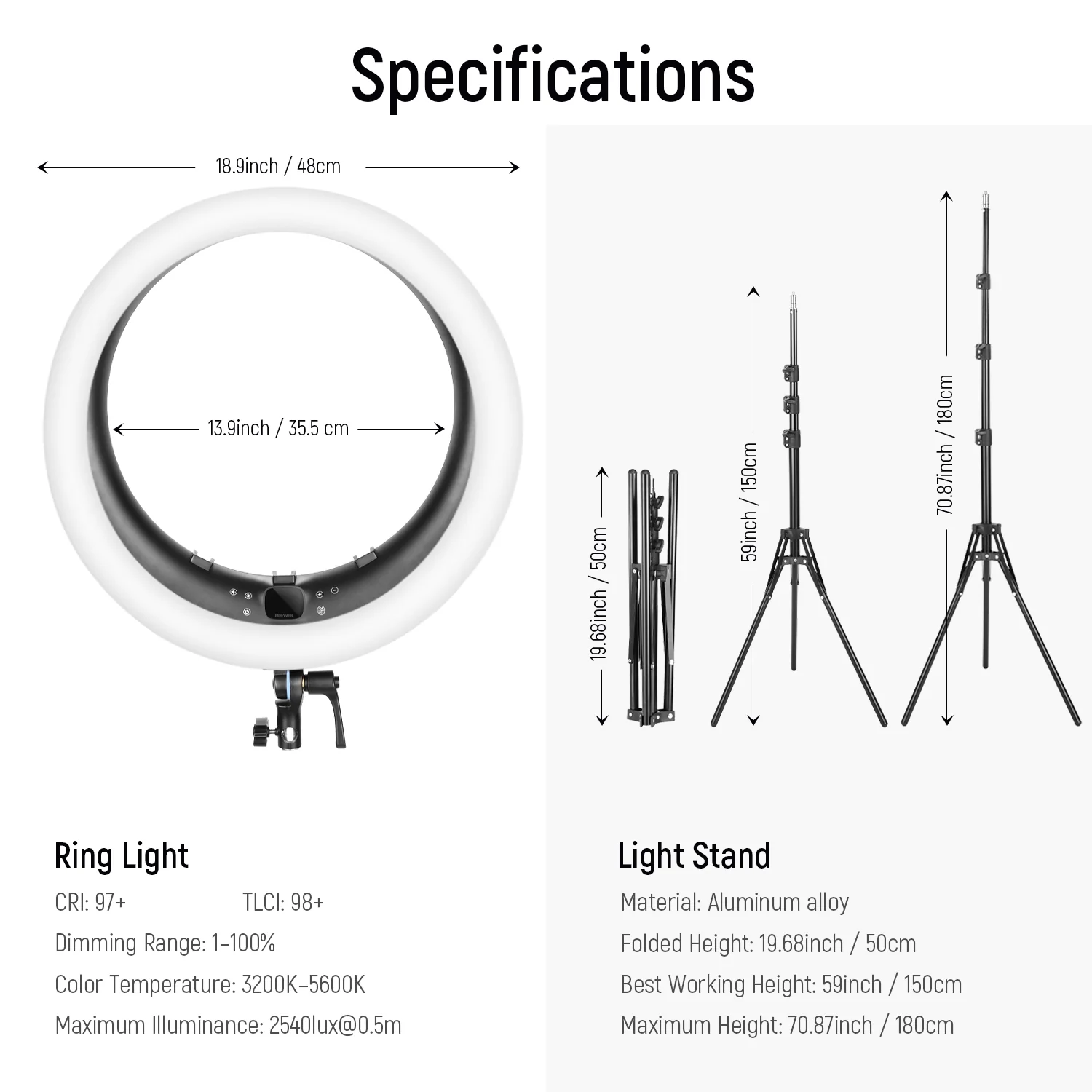 NEEWER RP19H 19 Inch LED Ring Light With 3 Phone Holders - Image 26