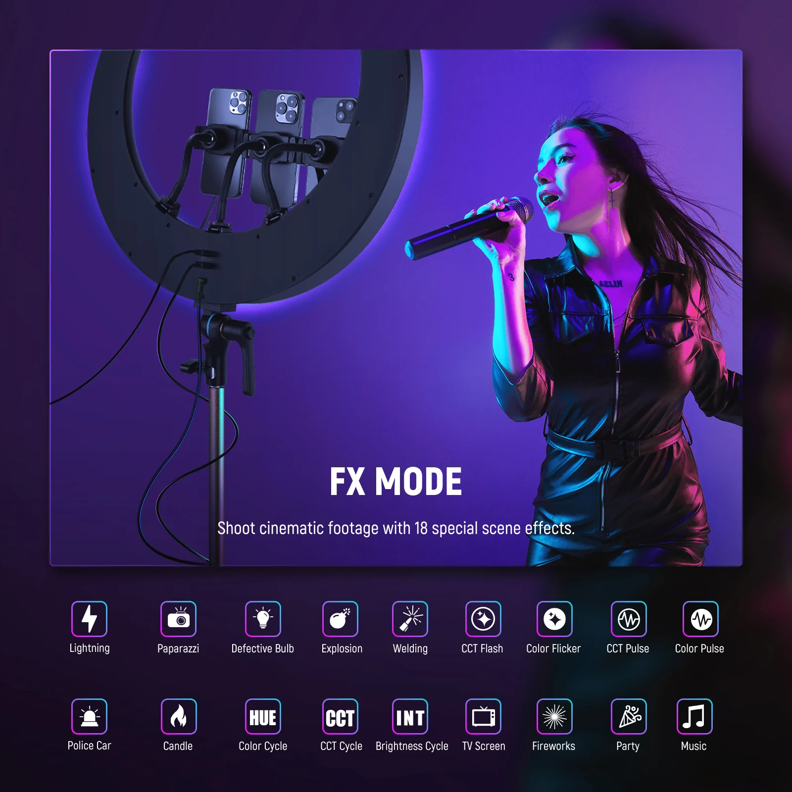 NEEWER RP19C 19" RGB LED Ring Light - Image 5