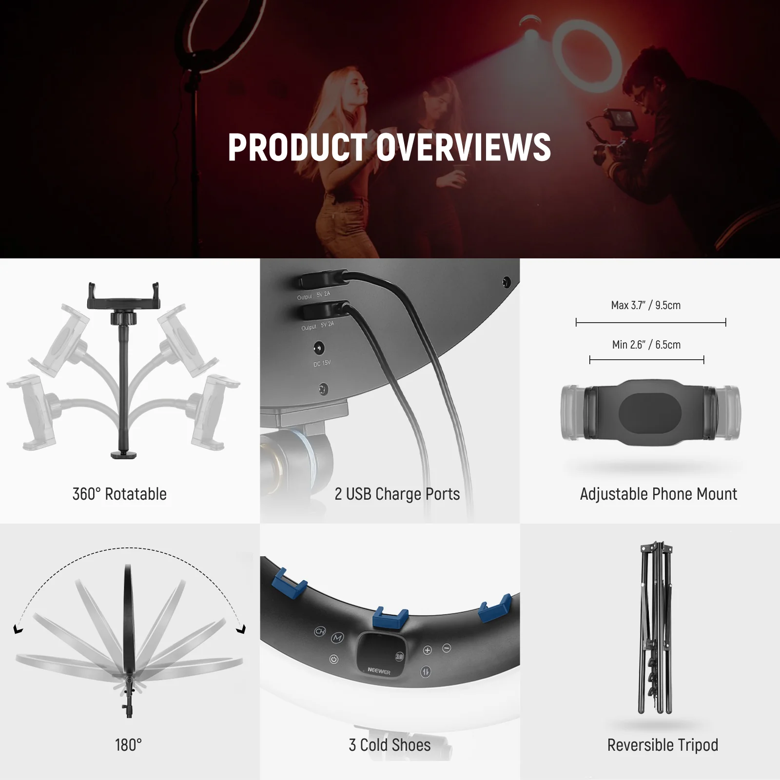 NEEWER RP19C 19" RGB LED Ring Light - Image 6