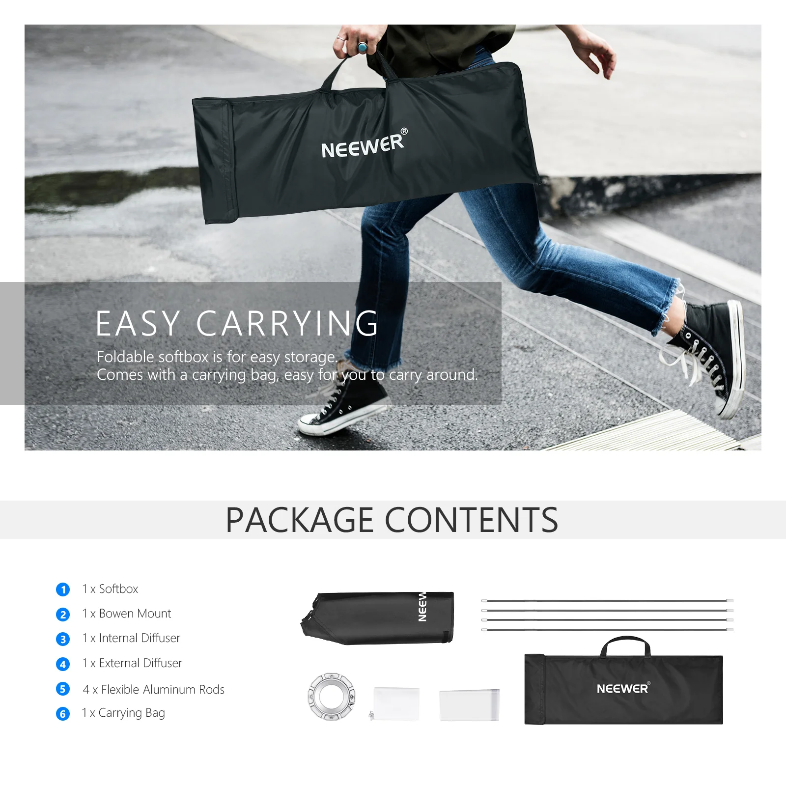 NEEWER SB-BW6090 60x90cm/23.6"x35.4" Rectangular Softbox - Image 7