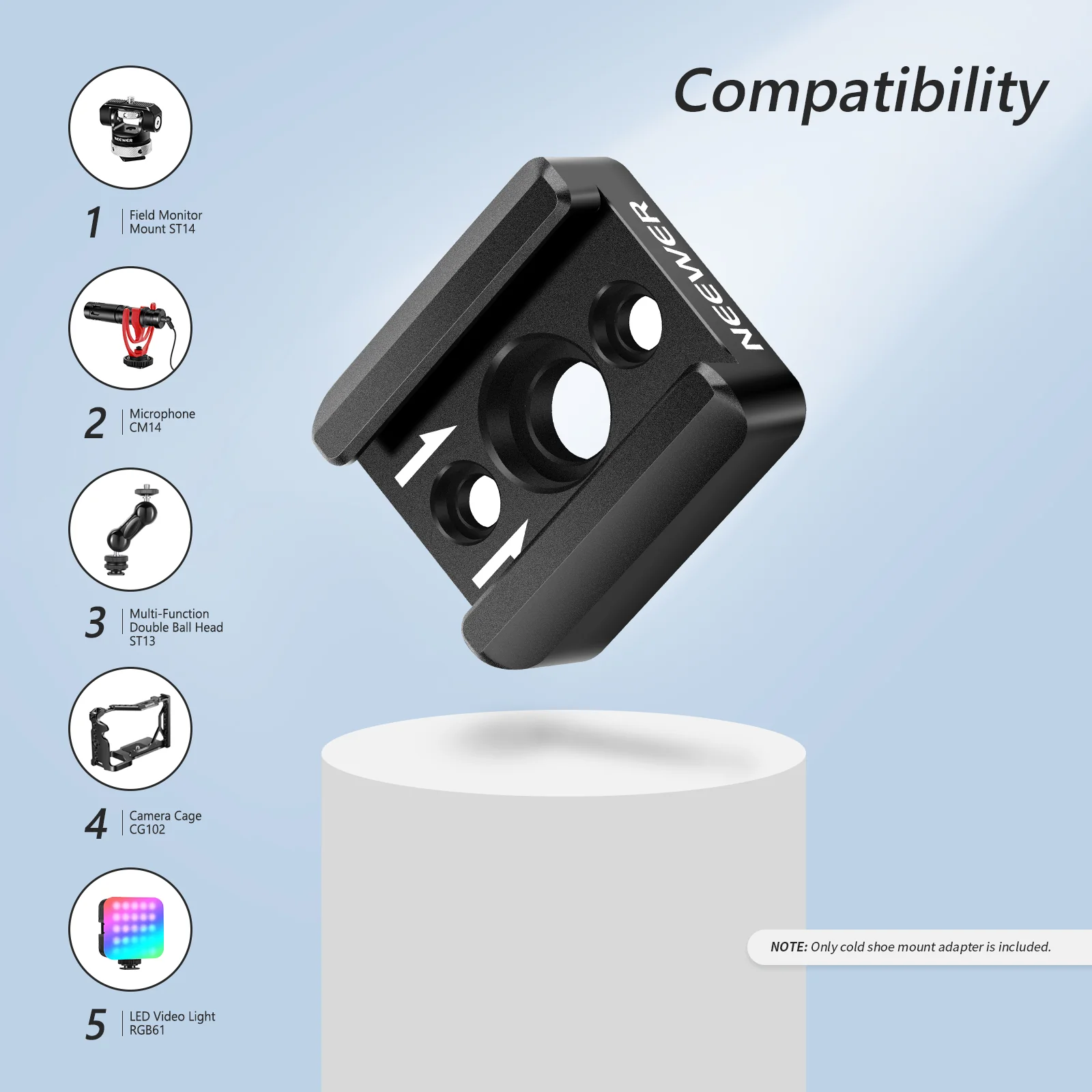 NEEWER ST26 Cold Shoe Mount Adapter with 1/4”-20 Thread - Image 5