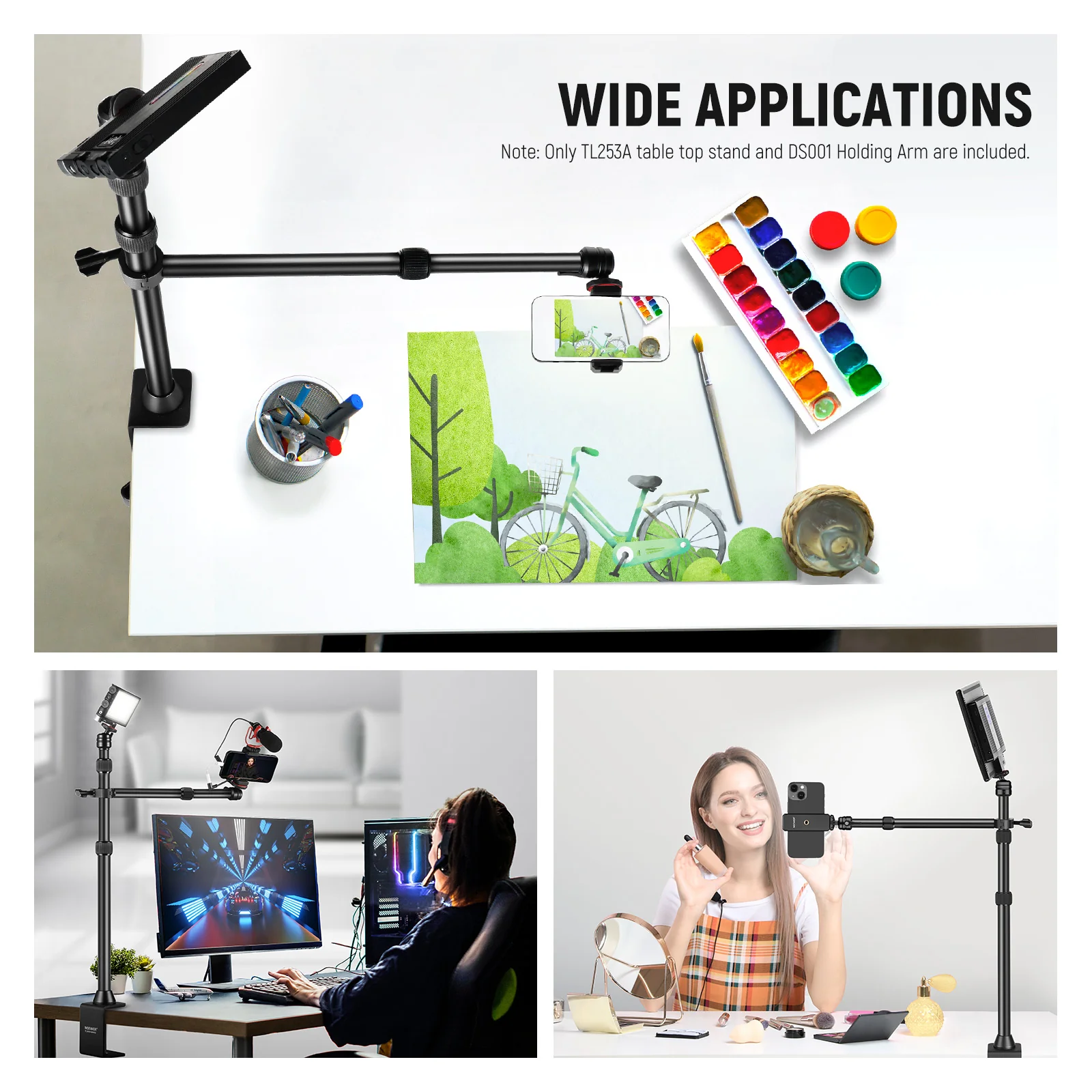 NEEWER TL253A+DS001 Tabletop Overhead Camera Mount Stand - Image 4
