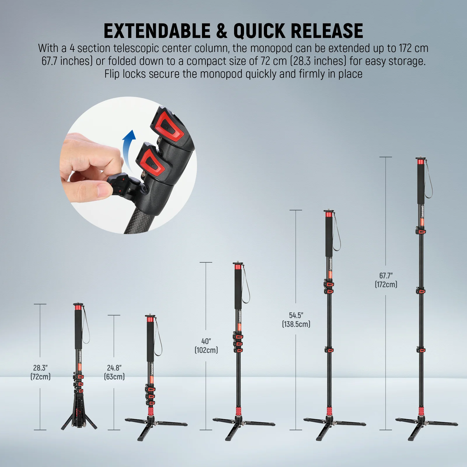 NEEWER TP71 67.7" Pro Carbon Fiber Camera Monopod - Image 16