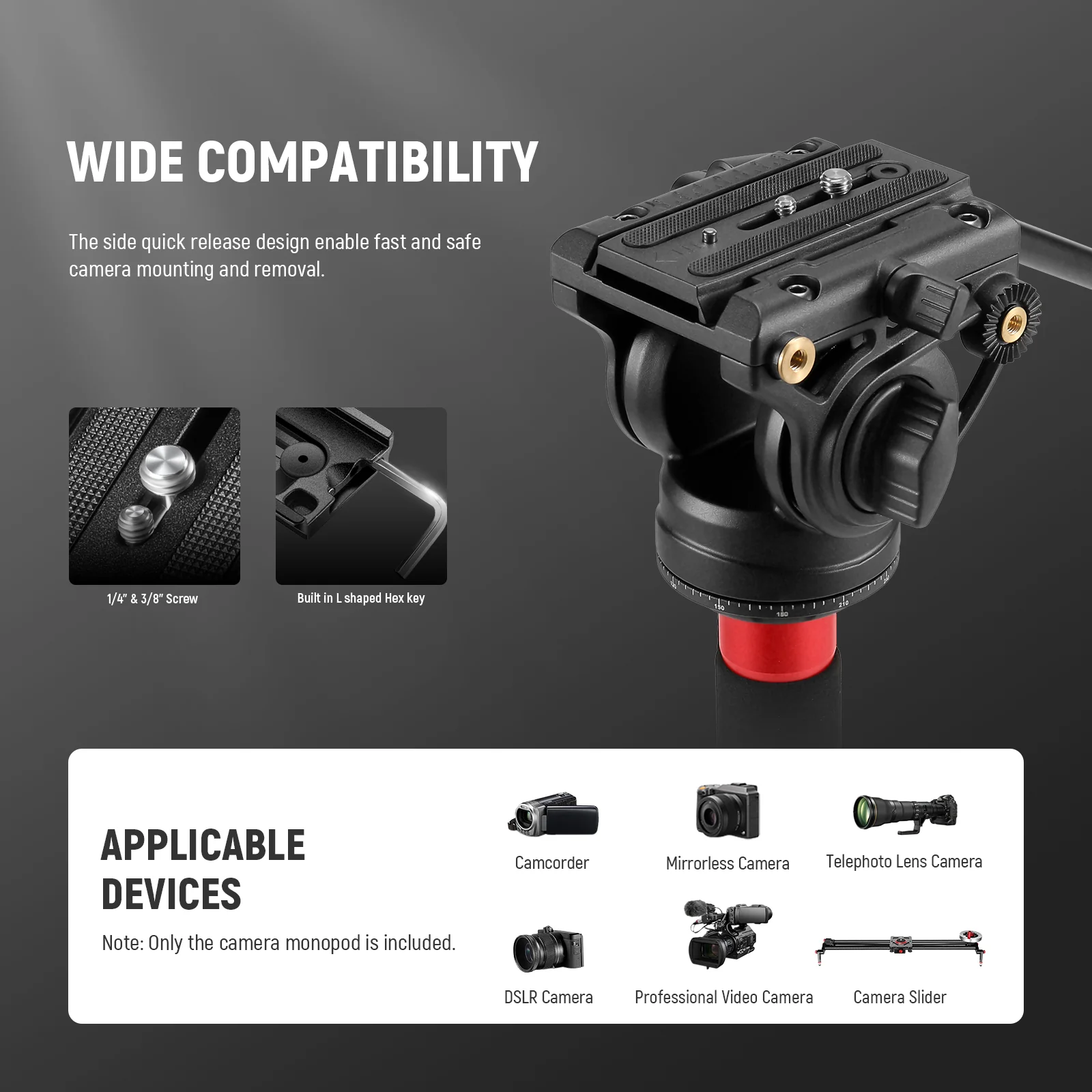 NEEWER TP71 67.7" Pro Carbon Fiber Camera Monopod - Image 9