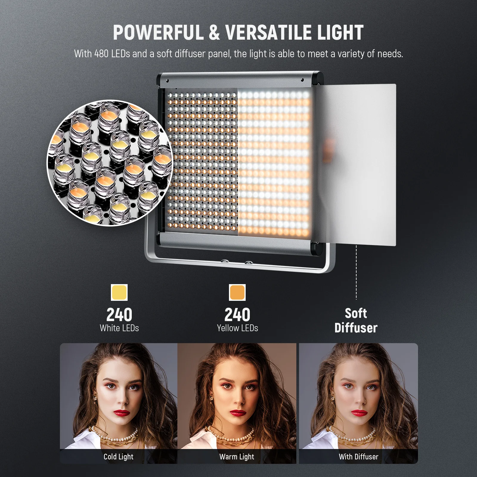 NEEWER 2 Pack NL480 Bi-Color LED Panel Light Kit - Image 3