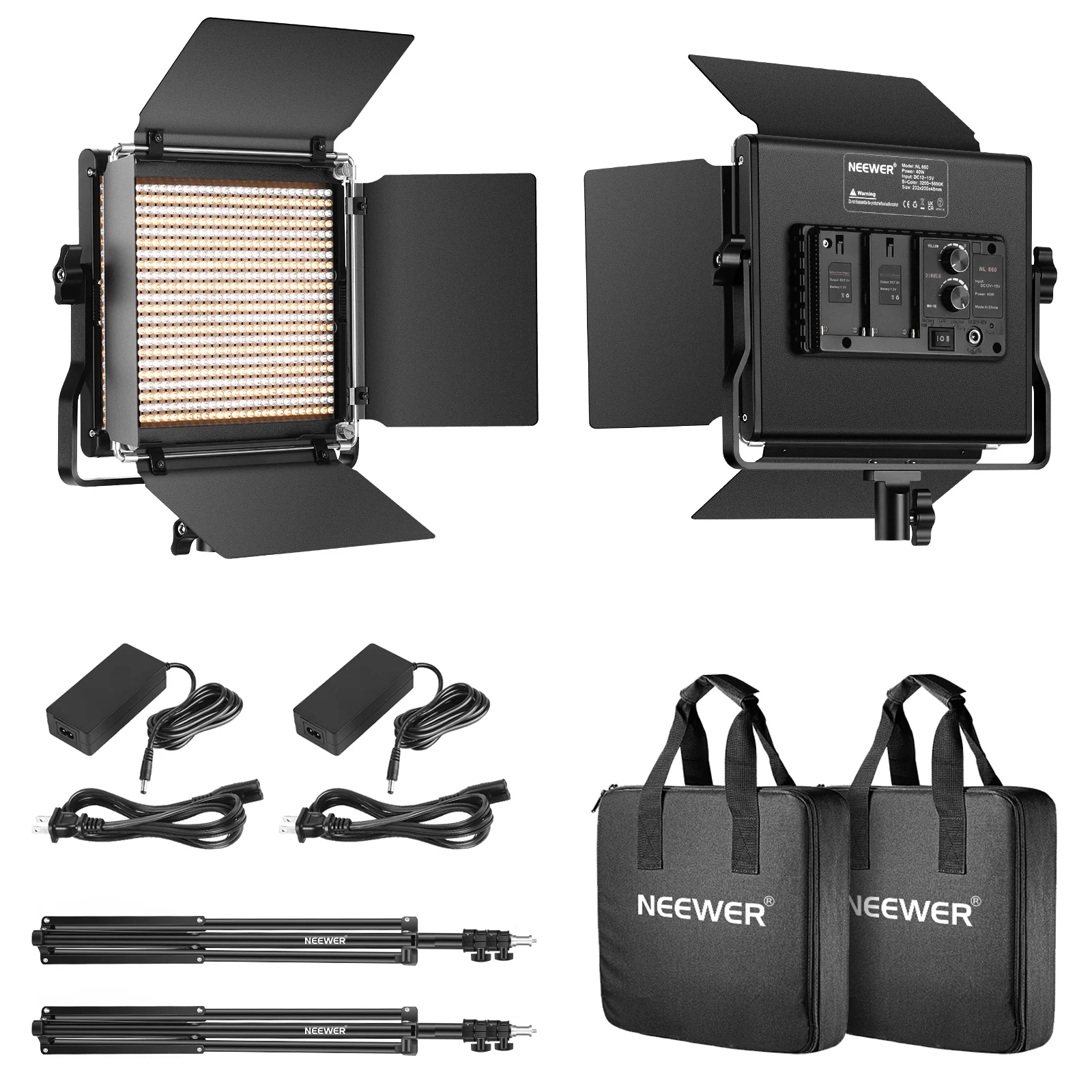 NEEWER 2 Pack NL660 Bi-Color 660 LED Video Light and Stand Kit - Image 9